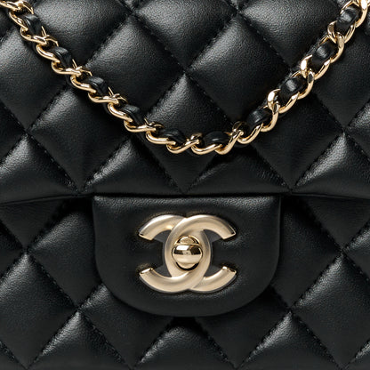 Chanel Lambskin Quilted Mini Top Handle Rectangular Flap Black 9 of 12