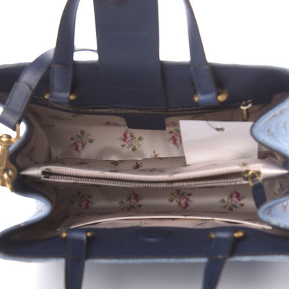 Gucci Denim Matelasse Flora Small GG Marmont Tote Blue 5 of 10
