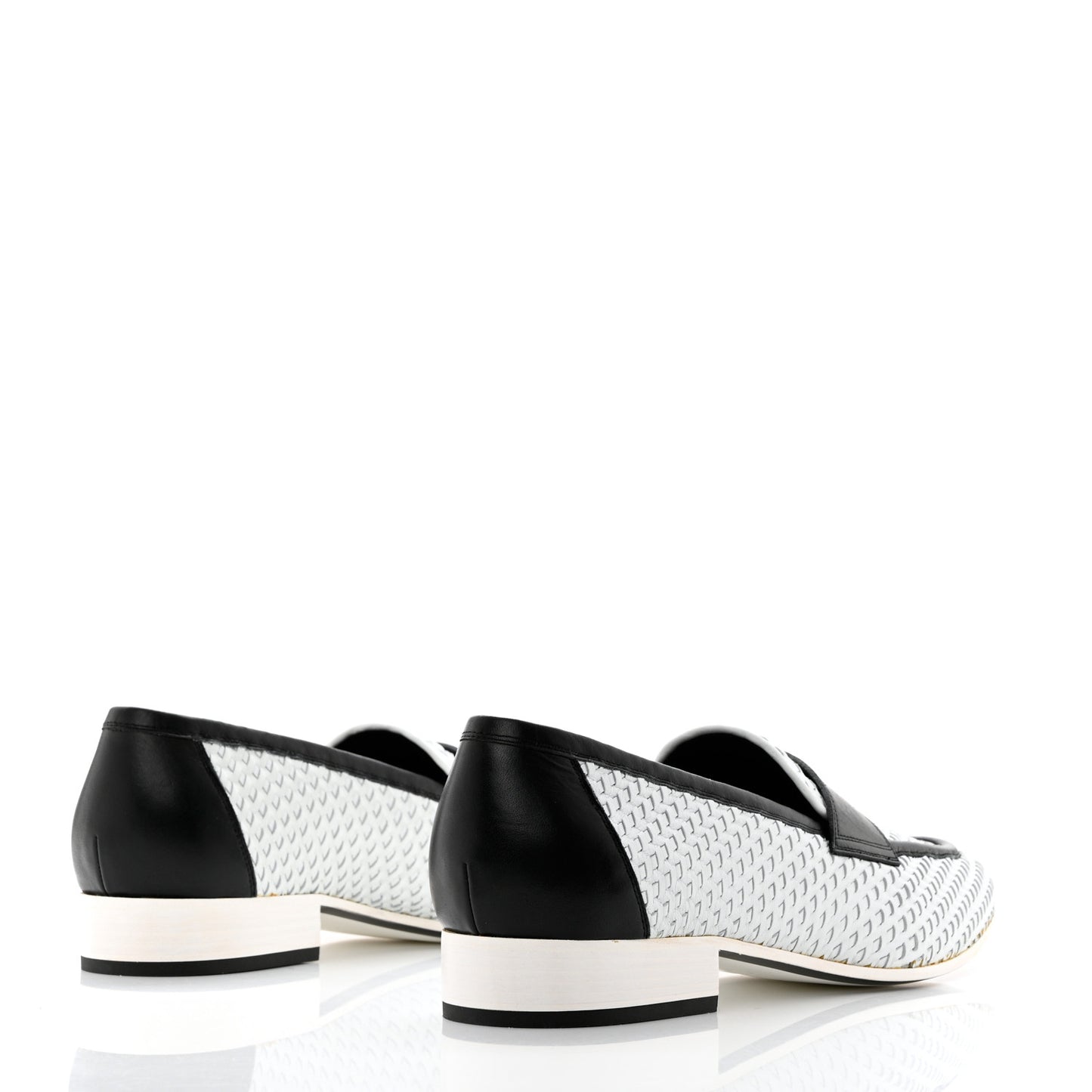 Lambskin Calfskin Braided Mens Mocassin Loafers 44 White Black