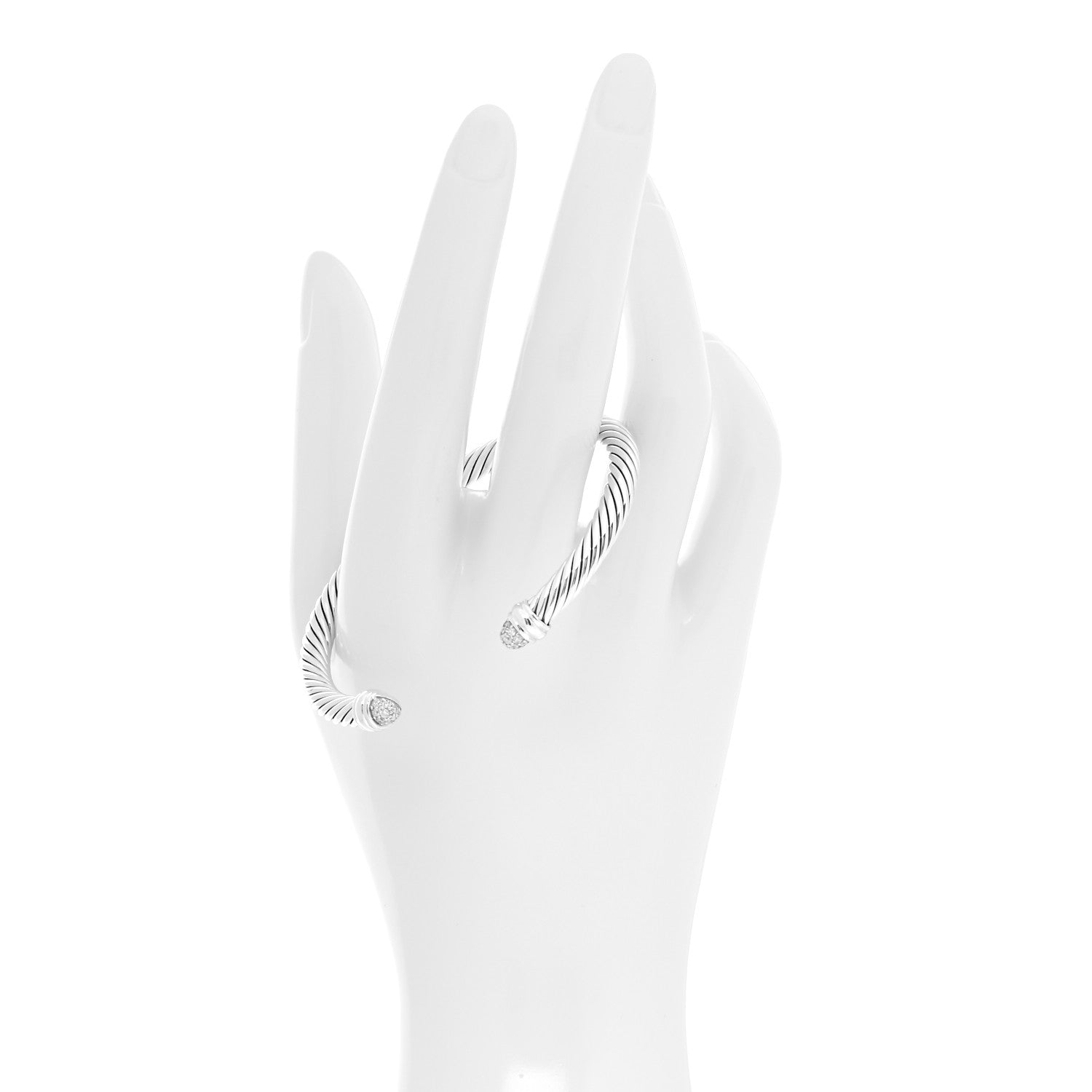 David Yurman Sterling Silver Pave Diamond 5mm Cable Classics Bracelet 2 of 4