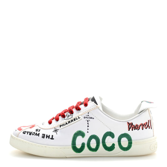 X PHARRELL WILLIAMS Canvas Womens Sneakers 38 White Multicolor