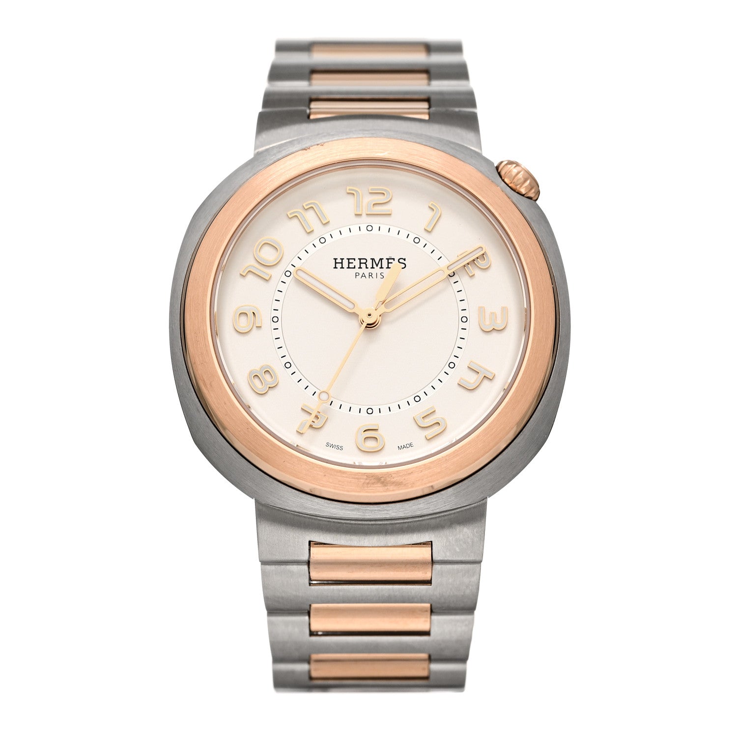 Hermes Stainless Steel 18K Rose Gold 36mm Cut Automatic Watch 1 of 5