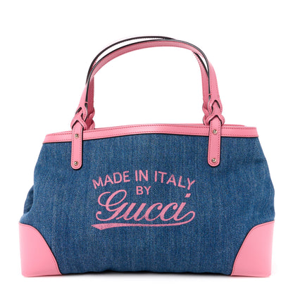 Gucci Denim Calfskin Denim Tote Pink 1 of 14