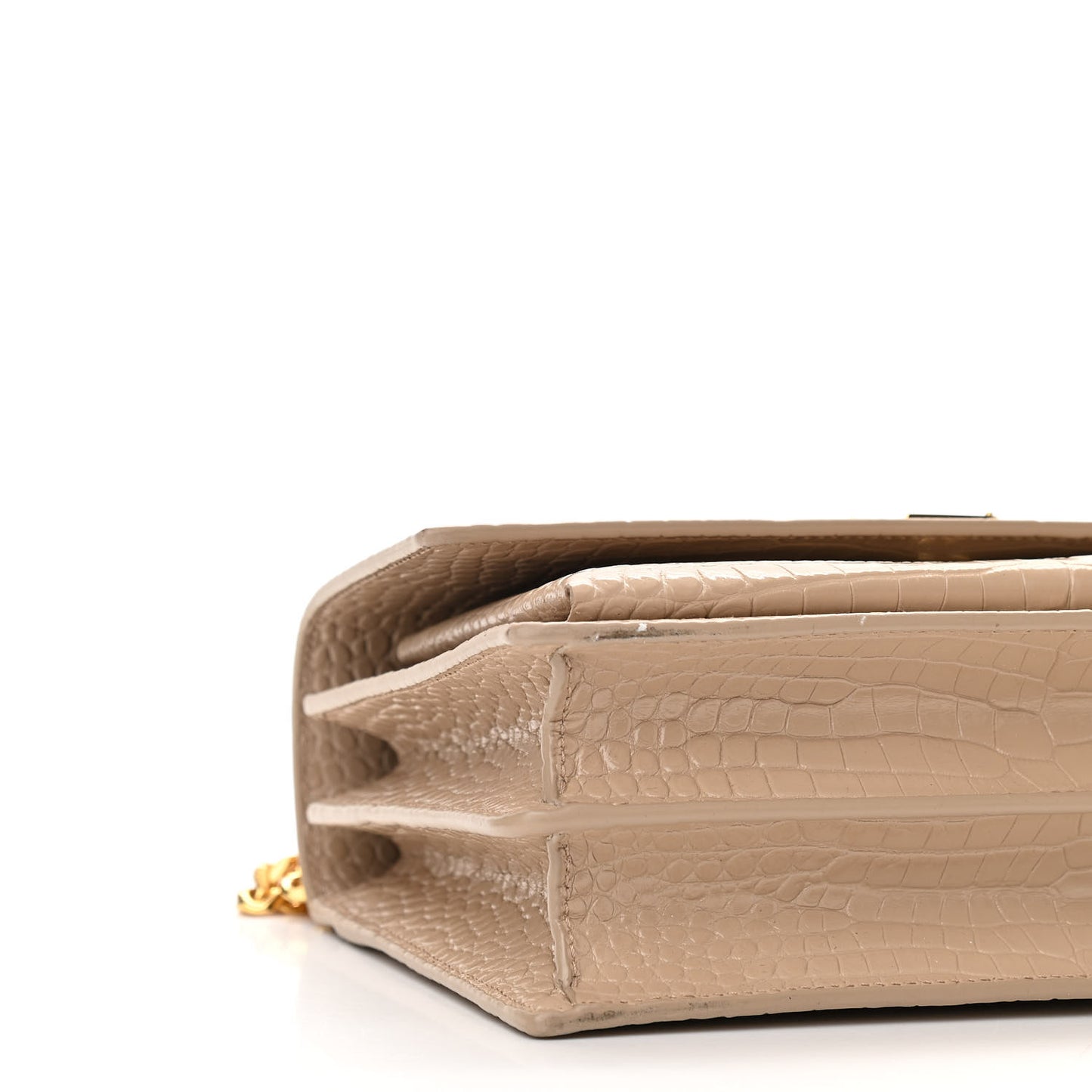 Calfskin Crocodile Embossed Medium Monogram Sunset Dark Beige