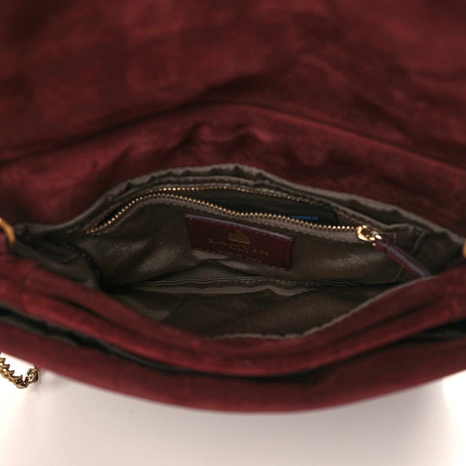 Lanvin Suede Calfskin Mini Sugar Flap Shoulder Bag Burgundy 5 of 9
