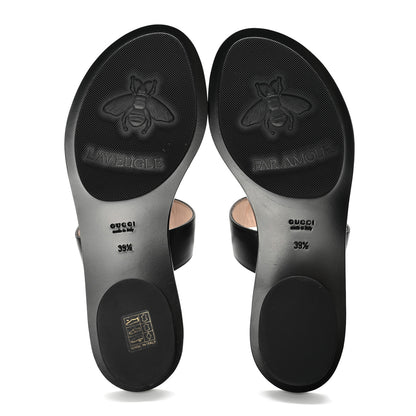 Gucci Calfskin GG Marmont Thong Sandals 39.5 Black 7 of 10