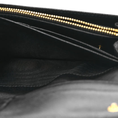Prada Saffiano Metal Continental Flap Wallet Black 8 of 14