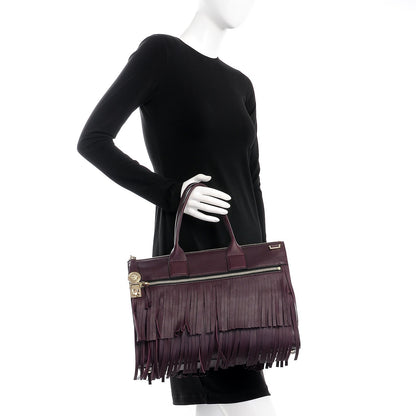 Versace Calfskin Palazzo Fringe Tote Purple 2 of 6
