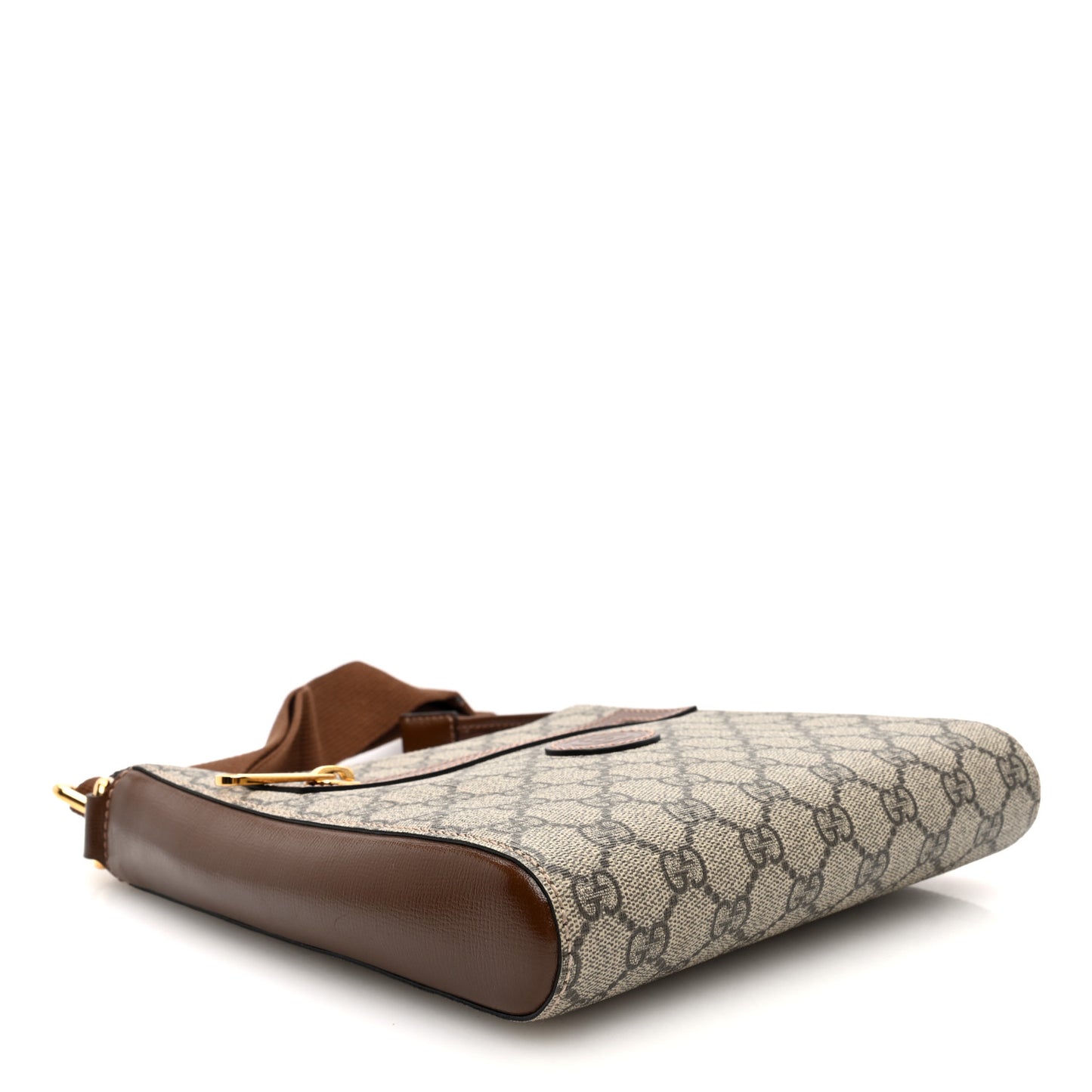 GG Supreme Monogram Azalea Calfskin Retro Interlocking G Flat Messenger Bag Beige Ebony Brown Sugar