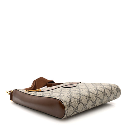 Gucci GG Supreme Monogram Azalea Calfskin Retro Interlocking G Flat Messenger Bag Beige Ebony Brown Sugar 4 of 9