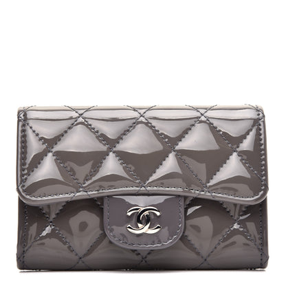 Chanel Patent Quilted Flap Card Holder Dark Grey 1 of 8