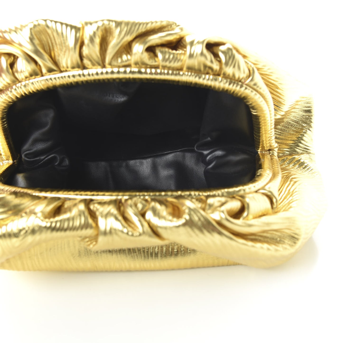 Metallic Bark Calfskin Embossed The Pouch Oversized Clutch Oro