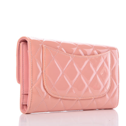 Chanel Patent Quilted Long Flap Wallet Pink 3 of 12