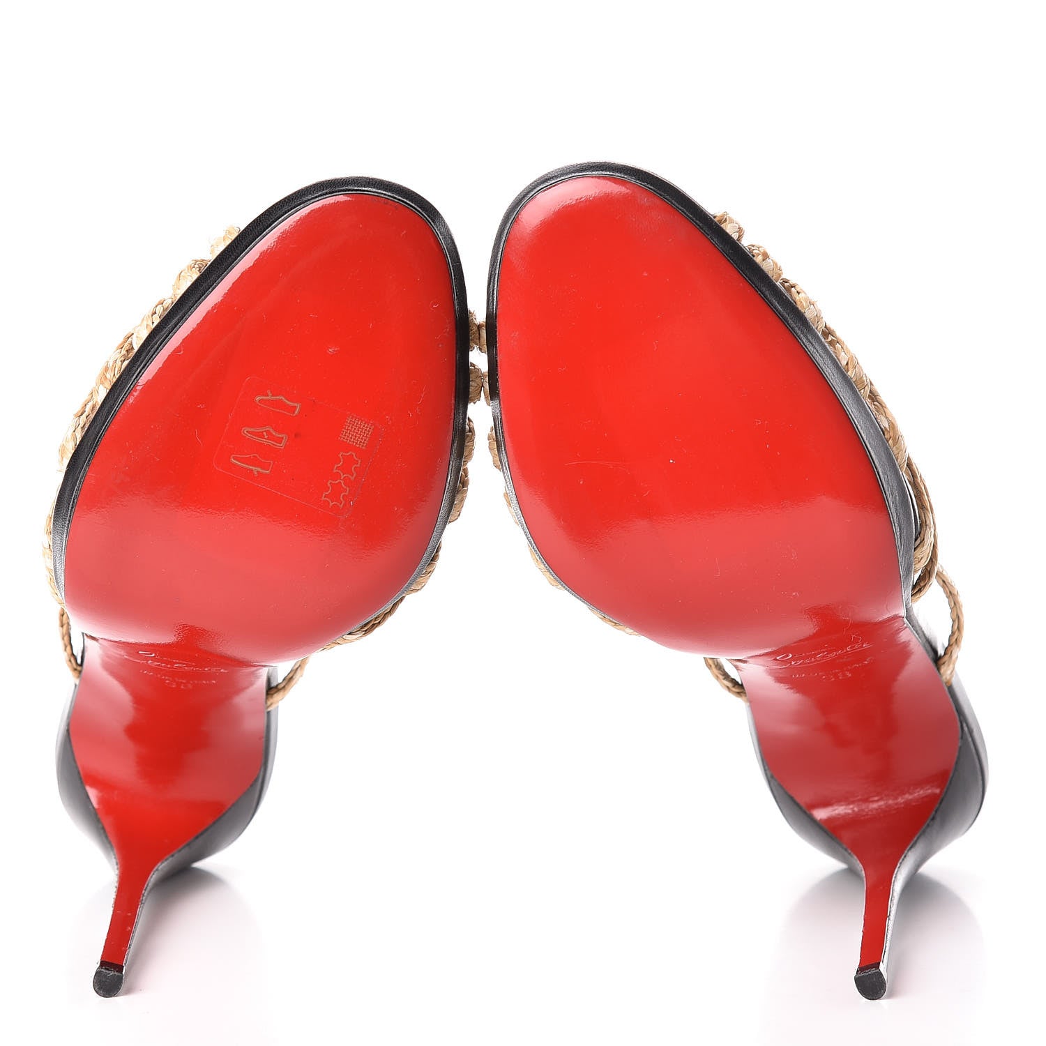 Christian Louboutin Paille Kid Rafimule 120 Slide Sandals 38 Natural Black 7 of 13