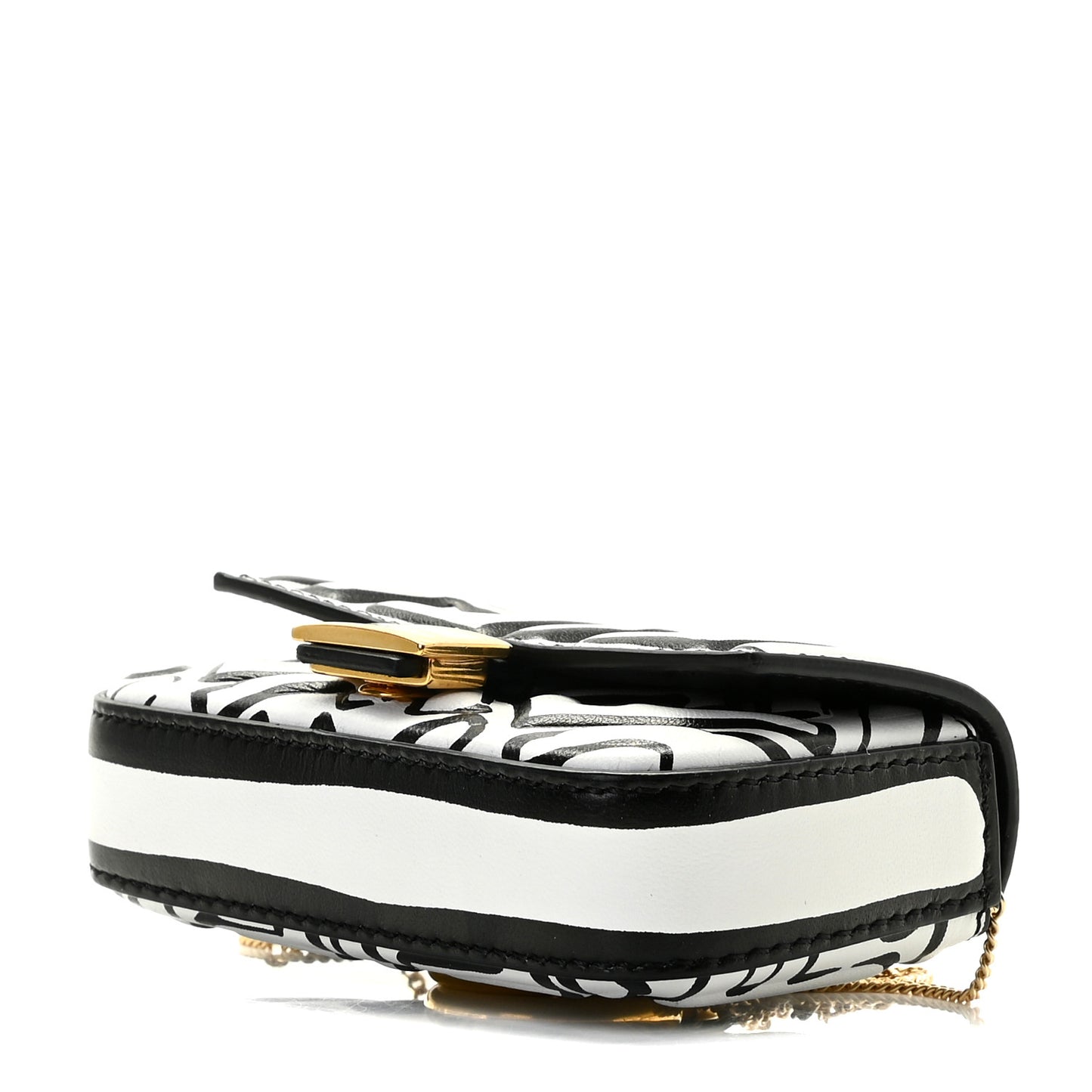 X JOSHUA VIDES Nappa Vitello King FF Embossed Nano Baguette Charm White Black