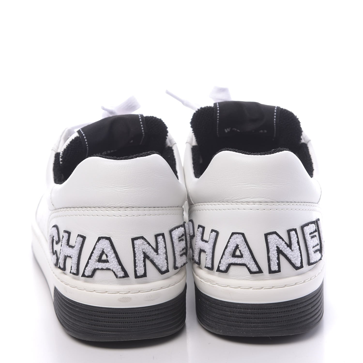 Chanel Calfskin Mens Logo Sneakers 43 Black White 4 of 11