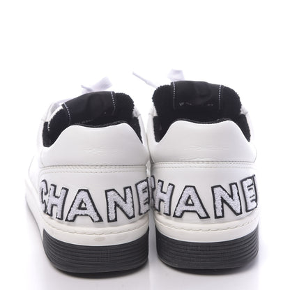 Chanel Calfskin Mens Logo Sneakers 43 Black White 4 of 11