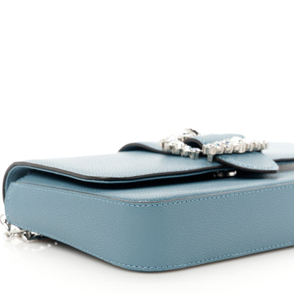 Jimmy Choo Calfskin Crystal Cheri Wallet on Chain Bag Blue 8 of 9