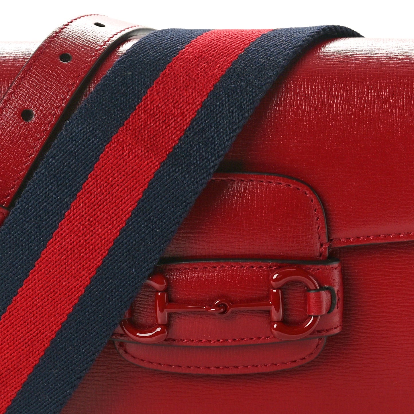 Azalea Calfskin Web Monochrome Horsebit 1955 Shoulder Bag New Cherry Red