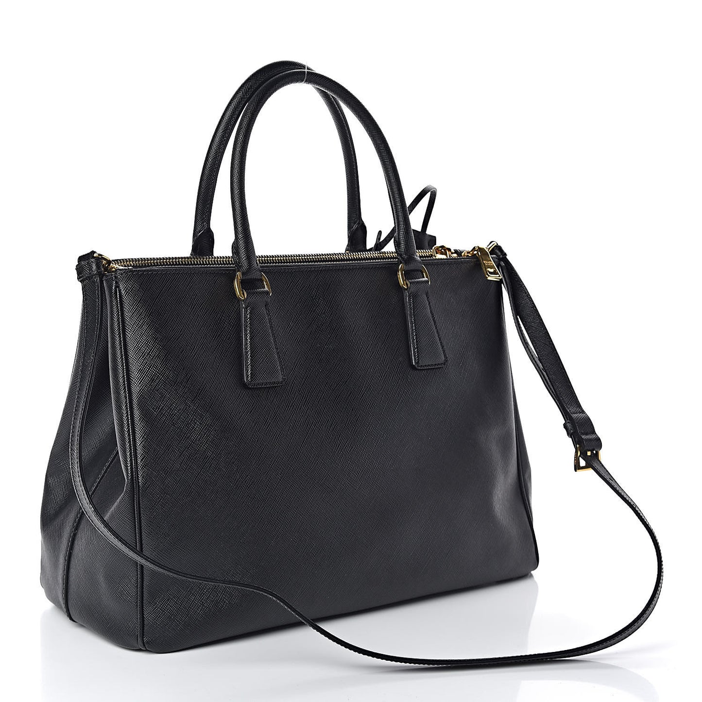Saffiano Medium Galleria Double Zip Tote Black