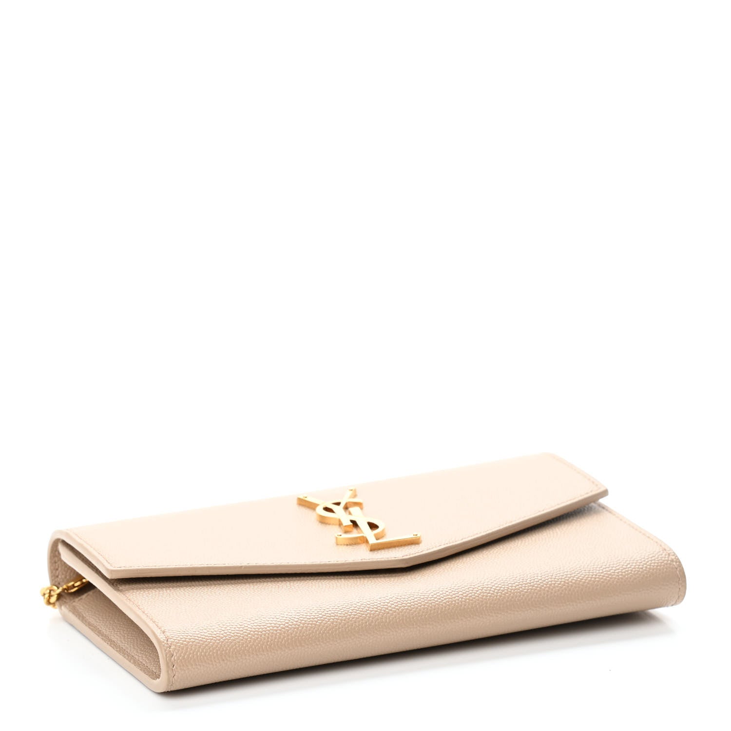 Saint Laurent Grain De Poudre Monogram Uptown Chain Wallet Nude Powder 6 of 12