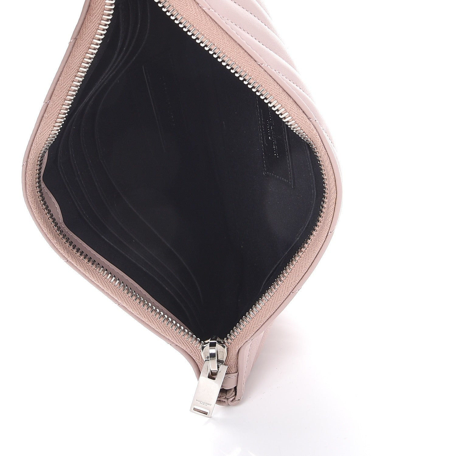 Saint Laurent Calfskin Matelasse Chevron Monogram A5 Wristlet Rose Poudre 5 of 8