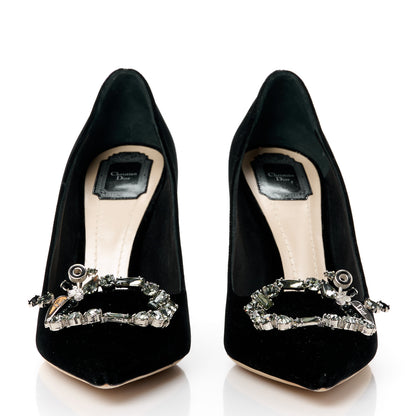 Christian Dior Velvet Crystal Tresor 100 Pumps 42 Black 2 of 12