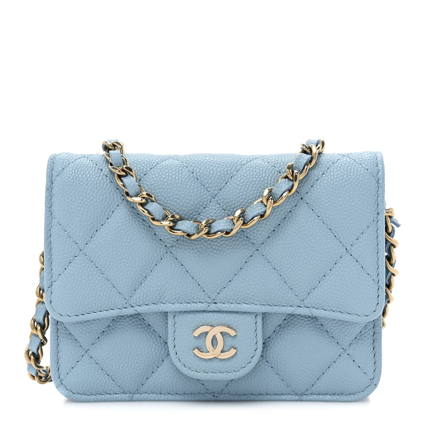 Caviar Quilted Mini Chain Bag Blue