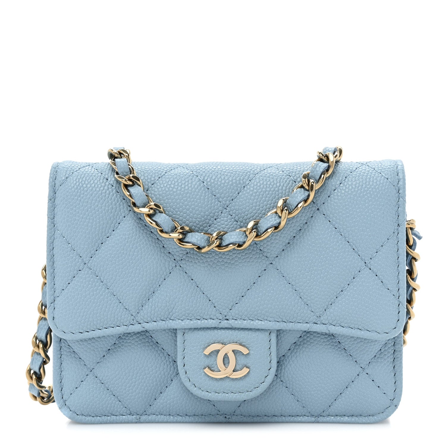 Chanel Caviar Quilted Mini Chain Bag Blue 1 of 11