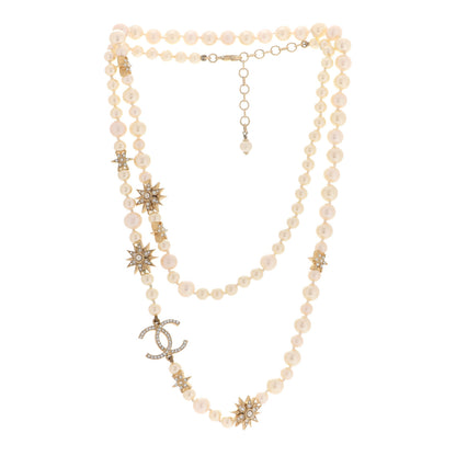 Chanel Pearl Crystal CC Star Long Necklace Gold 3 of 5