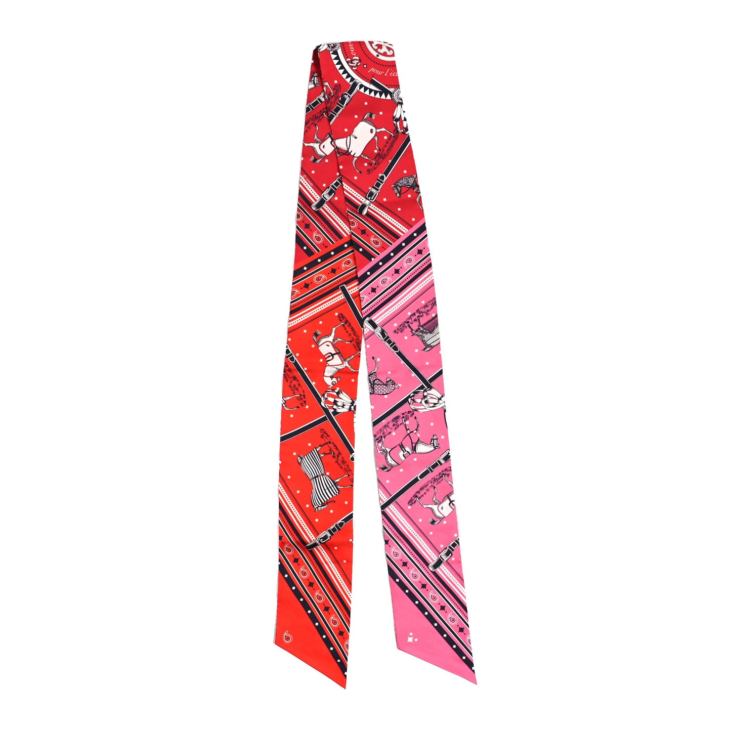 Silk Couvertures et Tenues de Jour Bandana Maxi Twilly Slim Rose Vif Rouge Vermillon
