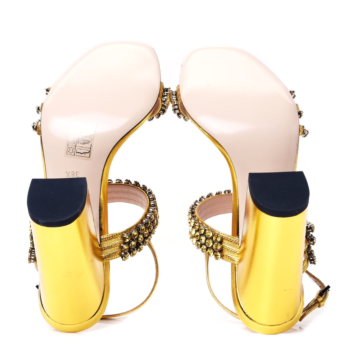 Nappa Silk Crystal Bertie High Heel Sandals 38.5 Gold
