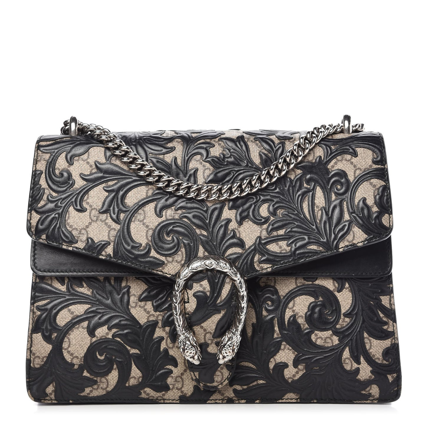 GG Supreme Monogram Arabesque Medium Dionysus Shoulder Bag Black