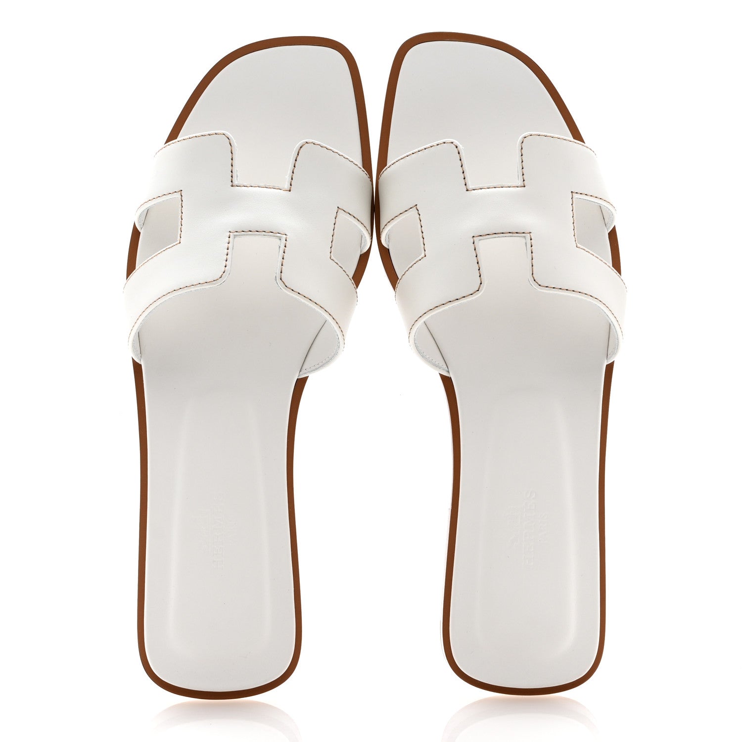Hermes Box Calfskin Oran Sandals 38.5 White 2 of 10