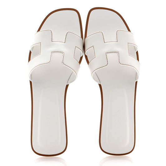 Box Calfskin Oran Sandals 38.5 White