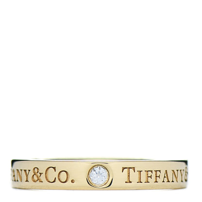 Tiffany 18K Yellow Gold Diamond Logo Band Ring 46 3.75 3 of 4
