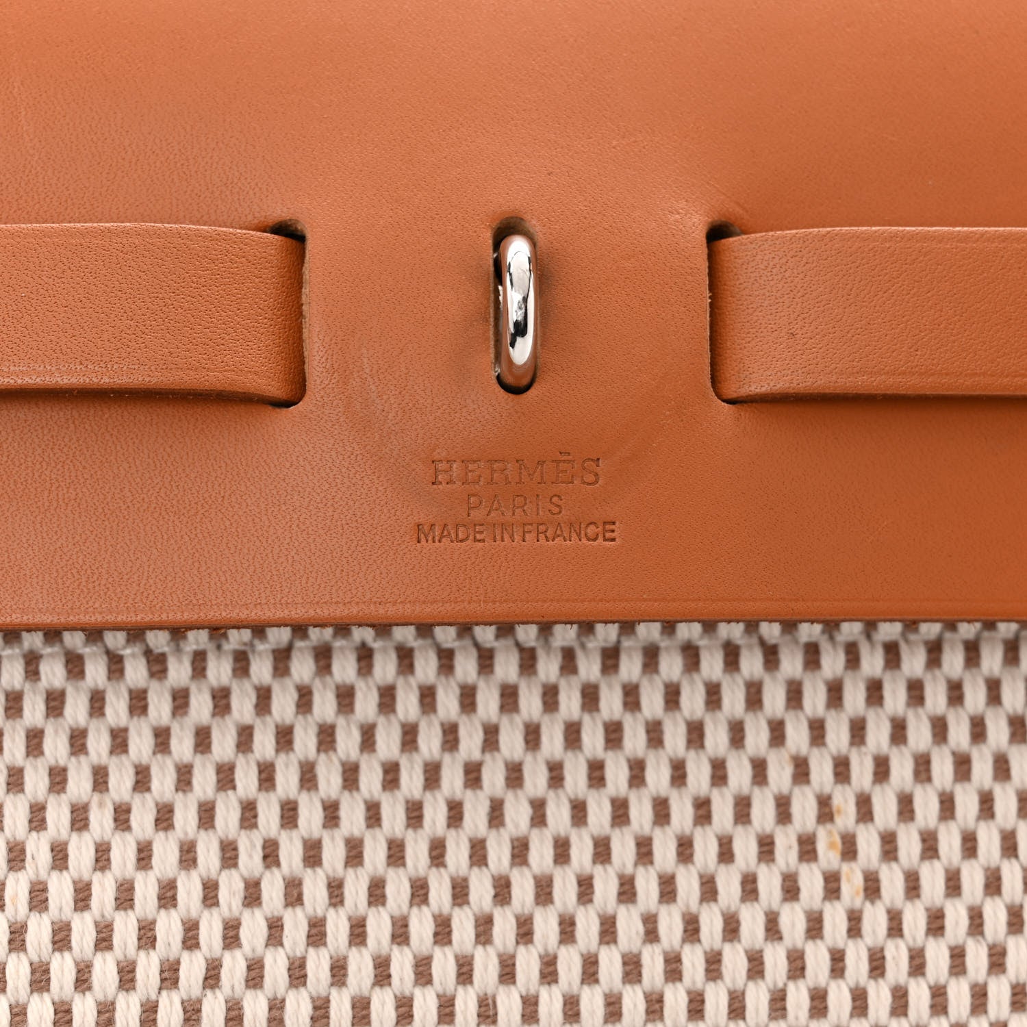 Hermes Toile Vache Calfskin Herbag 30 PM Black Natural 8 of 12