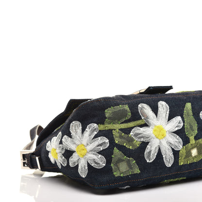 Fendi Denim Flower Applique Mama Baguette Blue 7 of 8