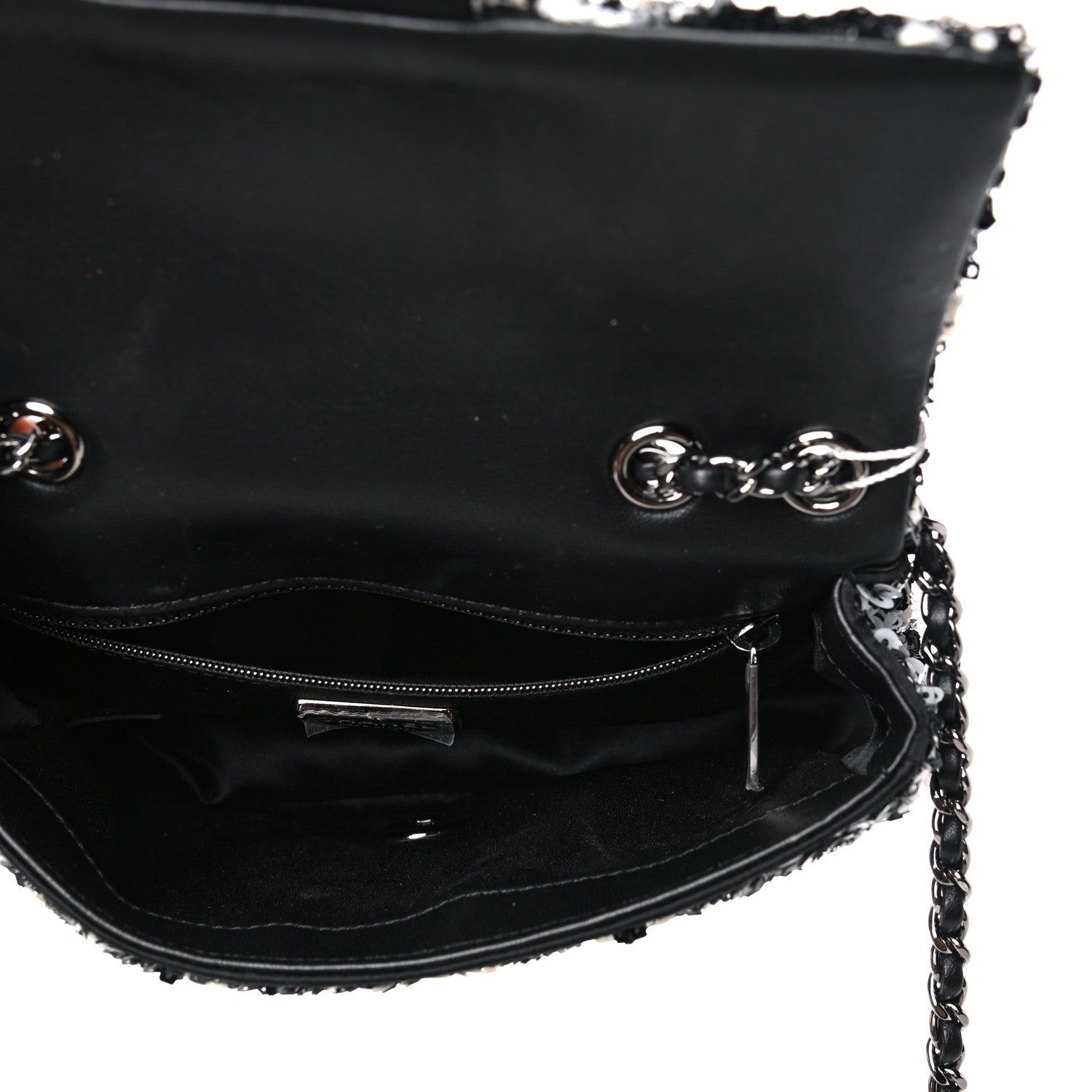 Chanel Sequin Mini Rectangular Flap Black White 5 of 9