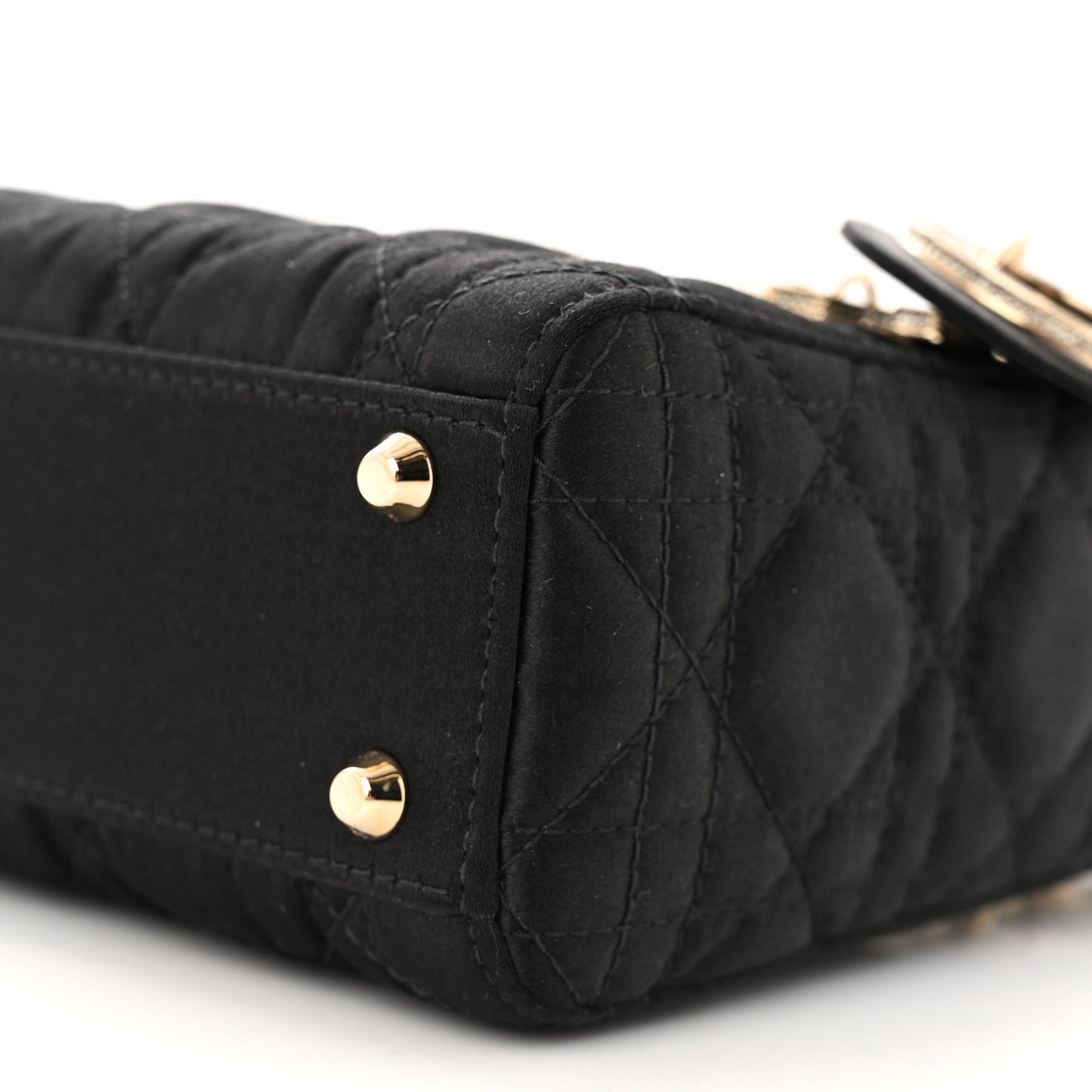 Satin Swarovski Crystal Cannage Mini Lady Dior Black