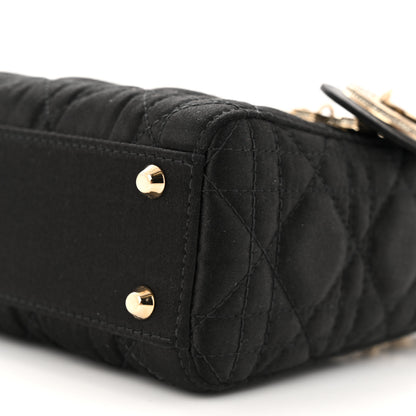 Christian Dior Satin Swarovski Crystal Cannage Mini Lady Dior Black 10 of 10