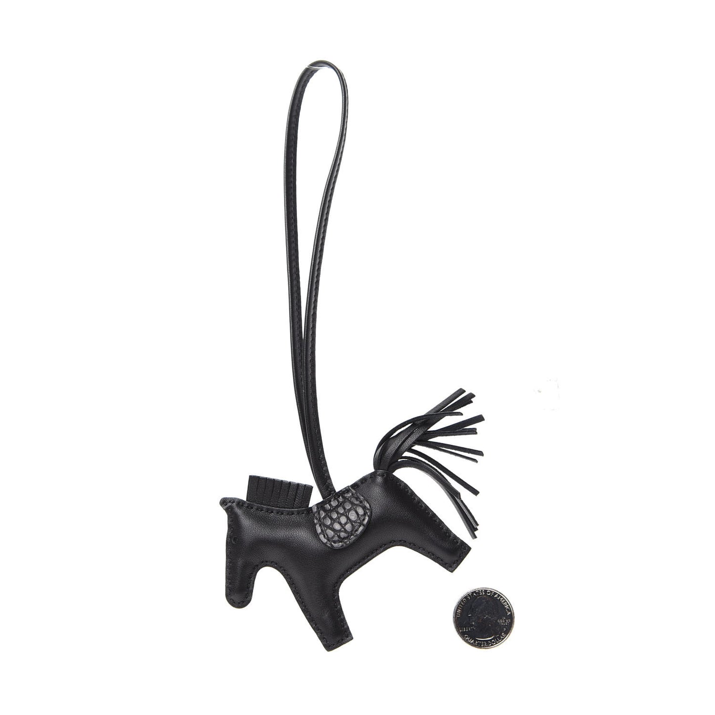 Milo Lambskin Matte Alligator Touch Grigri Rodeo Horse Bag Charm PM So Black