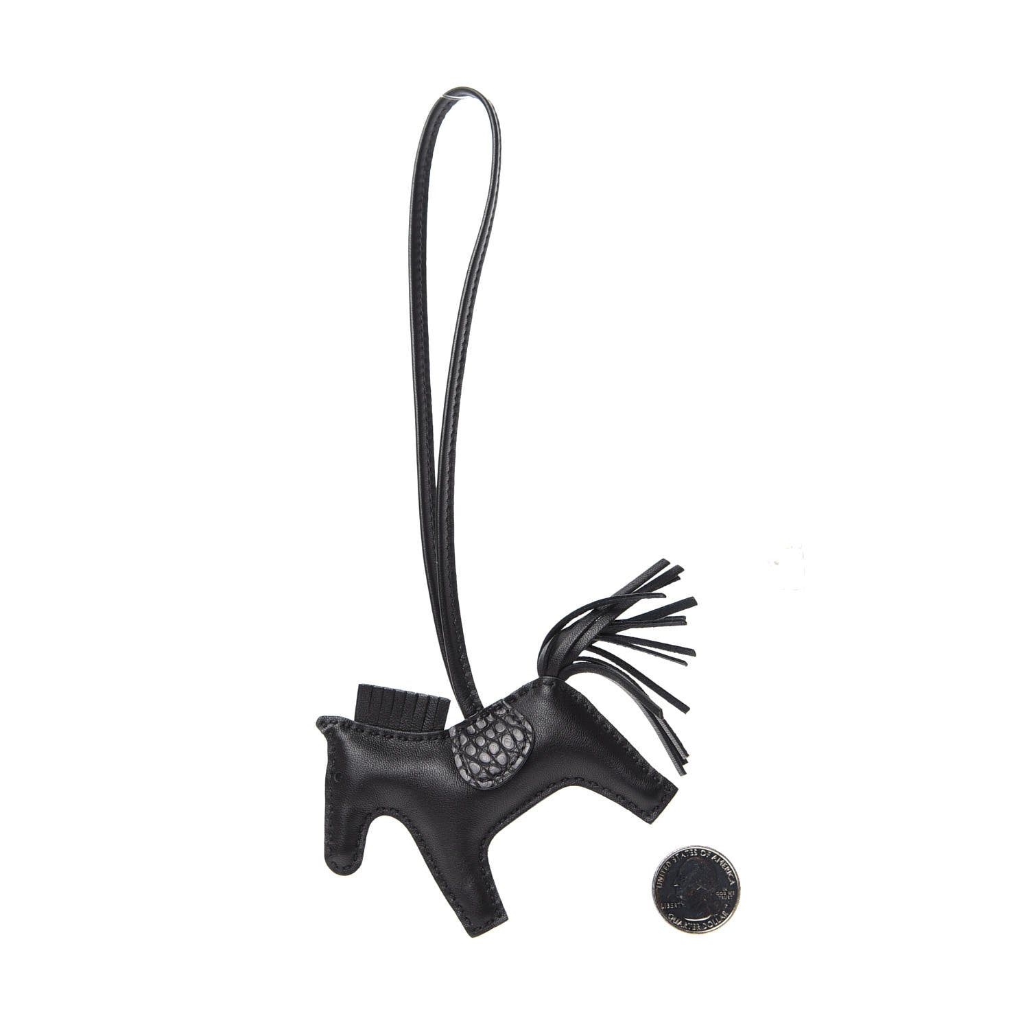 Hermes Milo Lambskin Matte Alligator Touch Grigri Rodeo Horse Bag Charm PM So Black 2 of 6