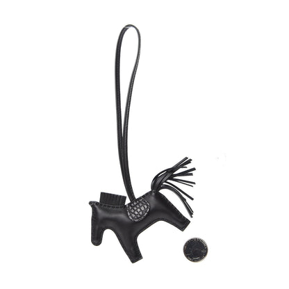 Hermes Milo Lambskin Matte Alligator Touch Grigri Rodeo Horse Bag Charm PM So Black 2 of 6