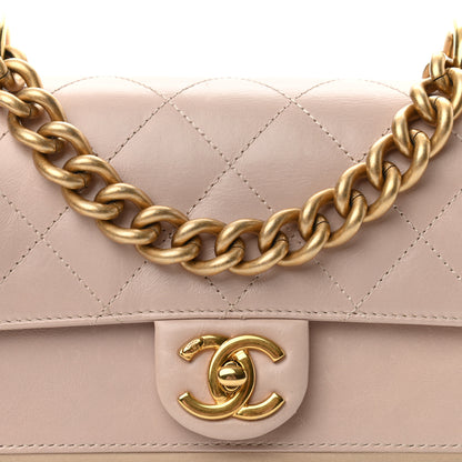 Chanel Glazed Calfskin Quilted Mini Straight Lined Flap Beige 8 of 10