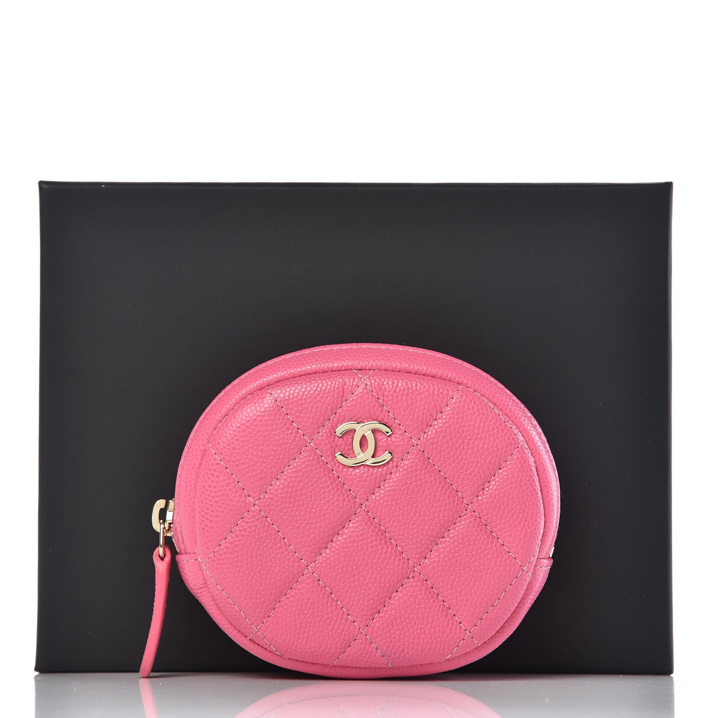 Caviar Quilted Zip Around Classic Coin Purse Pink