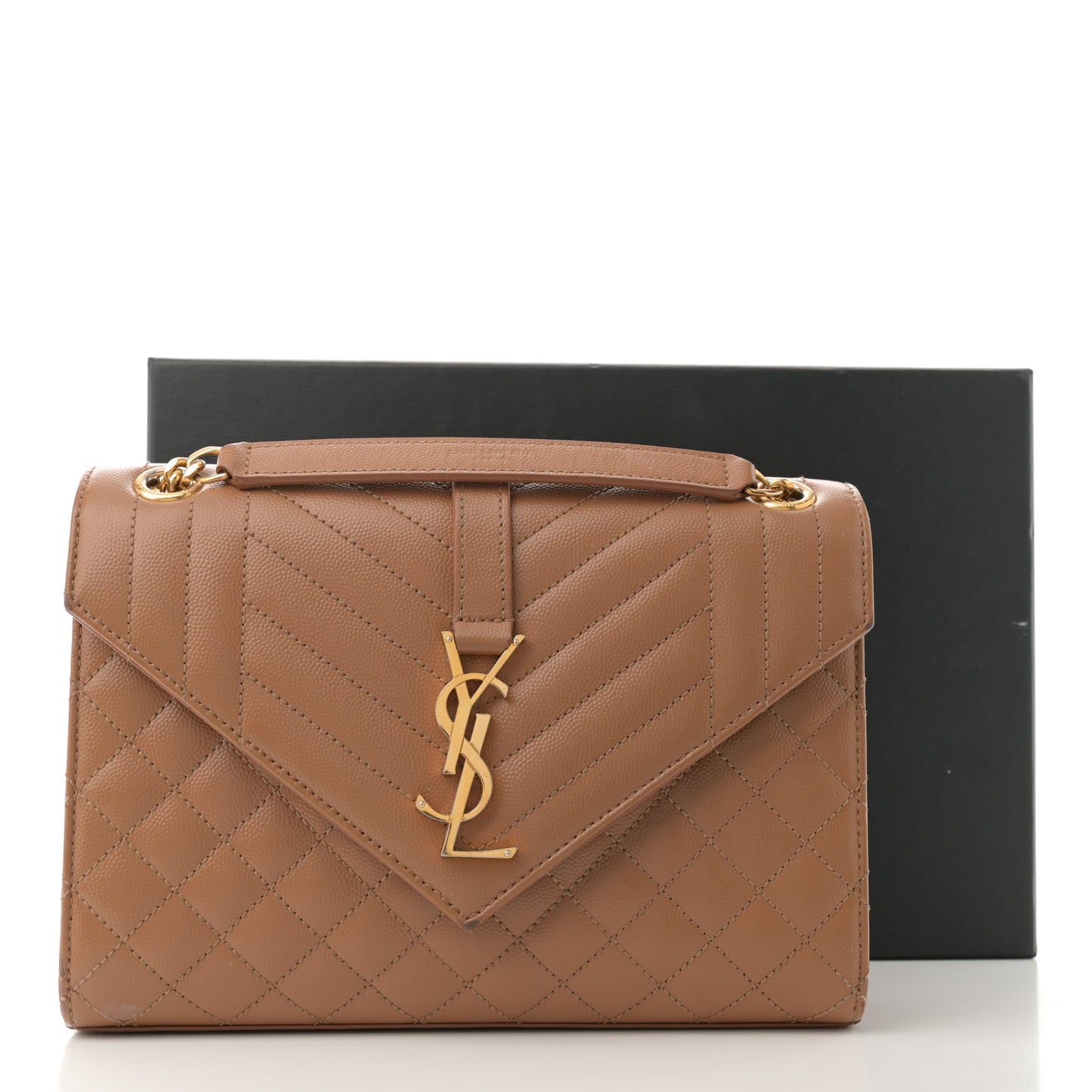 Grain De Poudre Textured Mixed Matelasse Medium Triquilt Monogram Satchel Dark Cork