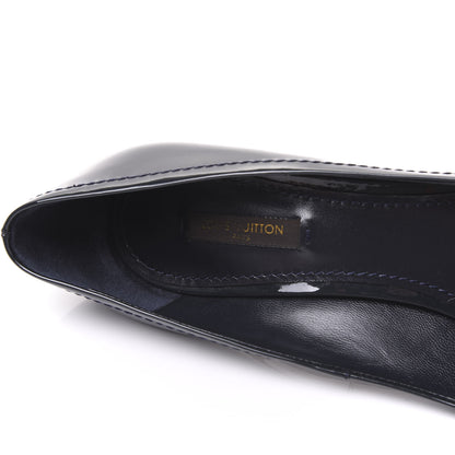 Louis Vuitton Monogram Patent Idylle Buci Open Toe Pumps 39 Black Encre 7 of 9