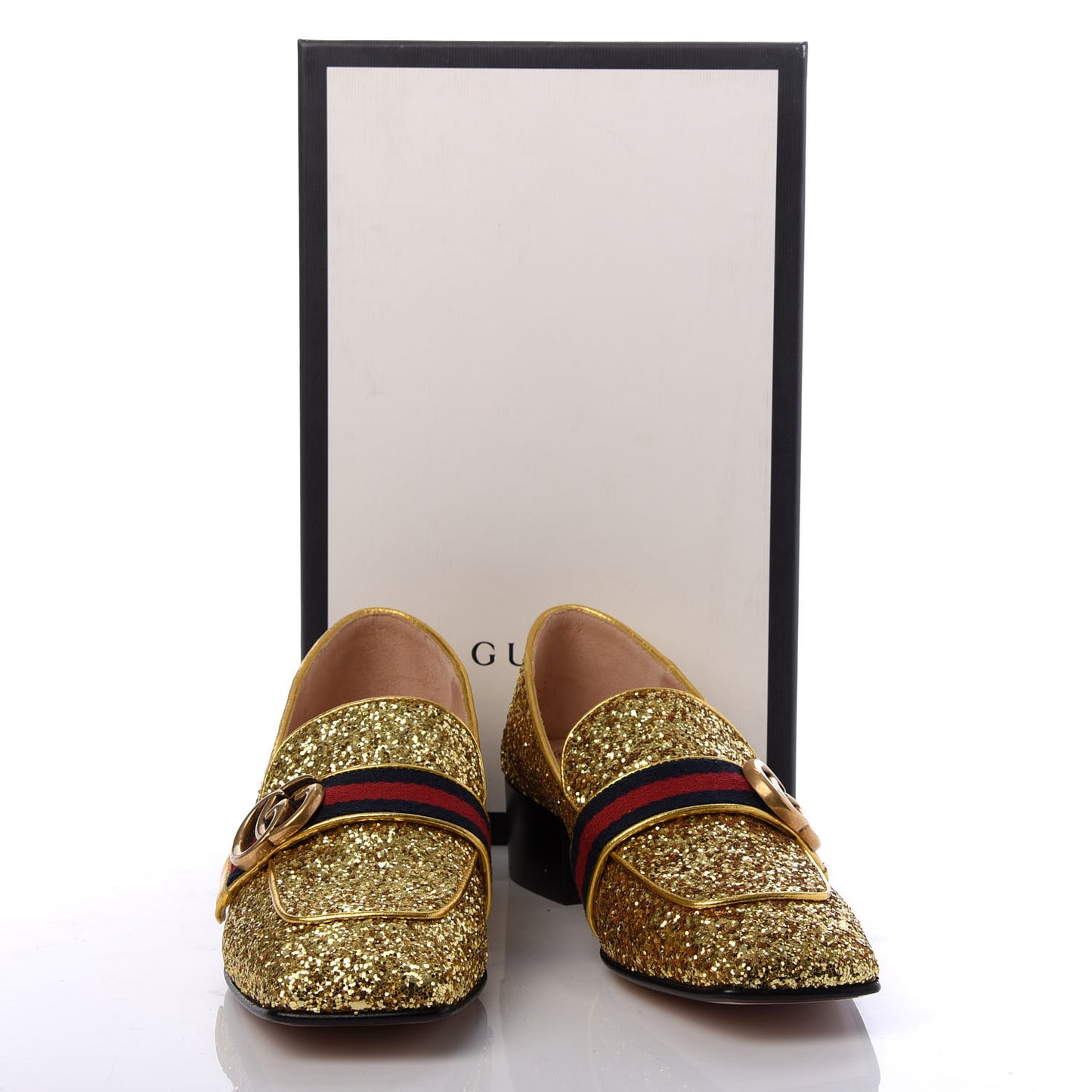 Glitter Web Peyton Loafers 38 Gold