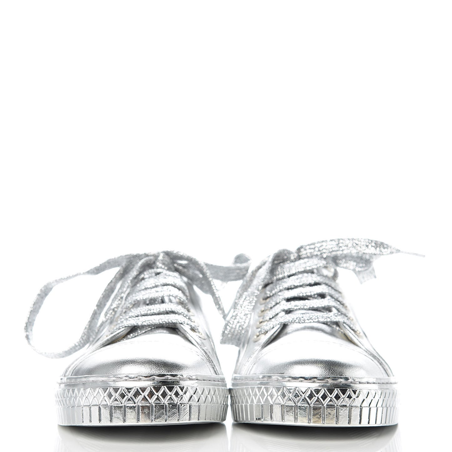 Laminated Lambskin Sneakers 40 Silver